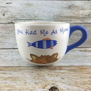 Style Eye YOU HAD ME AT MEOW Fish Orange Blue Oversize 24 oz Ceramic Cup Mug
